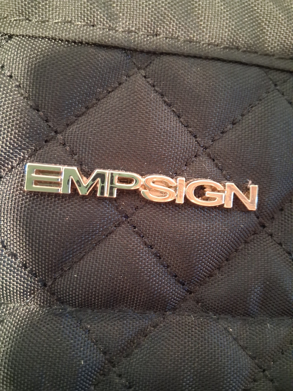 EMPSIGN Quilted Black Handbag with Gold Logo Men And Women NEW